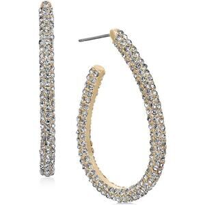 2/20 Charter Club Pavé Elongated C crescent Hoop Earrings
